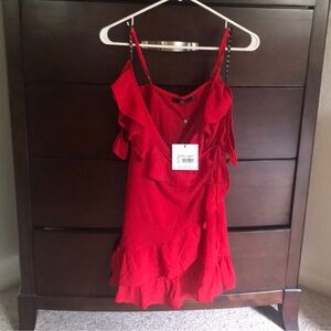 Missguided Cold Shoulder Ruffle Tea Dress